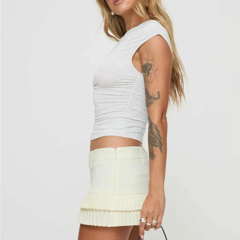 Lioness Double Ruffle Mini Skort in Soft Lemon - Picture 2 of 5